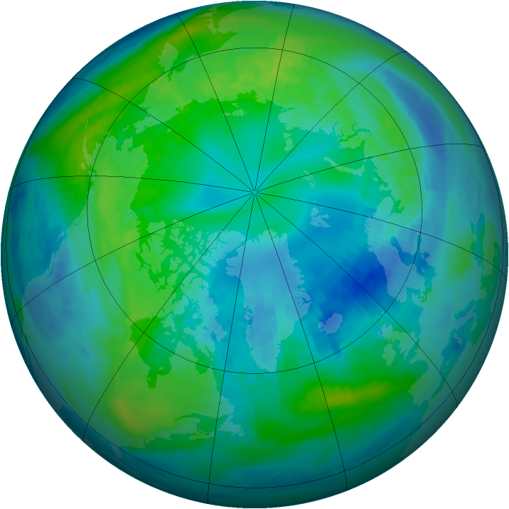 Arctic ozone map for 19 October 1988